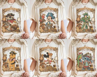 Vintage Disney Family Cruise Shirt, Retro Pirate Life Cartoon Tee, Matching Family Vacation Shirts, Summer Holiday Disney Cruise Outfit Gift