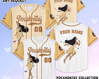 Camiseta de béisbol personalizada de la Princesa Pocahontas de Disney, Camiseta de béisbol de Pocahontas personalizada, Camiseta de béisbol de Disney Los Vengadores, Regalo para fans
