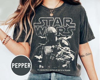 Camiseta vintage de Mandalorian, camiseta de Din Djarin Grogu de Star Wars, camiseta "This Is The Way", camiseta de Pedro Pascal de Star Wars, camiseta de Mandalorian de Disneyland