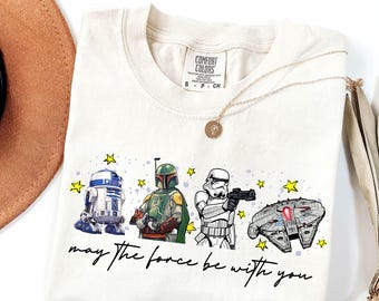 Retro Star Wars Character Shirt, May The Force Be With You Tee, Galaxy Family Vacation Shirt, Matching Trip Outfit, Vintage Star Wars Tee