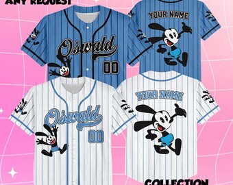 Disney Oswald Jersey, Personalized Oswald Inspired Clothing, Disney Oswald Matching Birthday Gift, Disneyland Oswald Lucky Rabbit Jersey