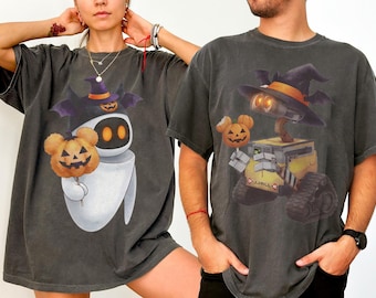 Comfort Colors Disney Pixar Wall-E And Eve Halloween Couple Shirts, Disney Couples Shirts, Wall-E and Eve Matching Halloween Tee,Disney Trip