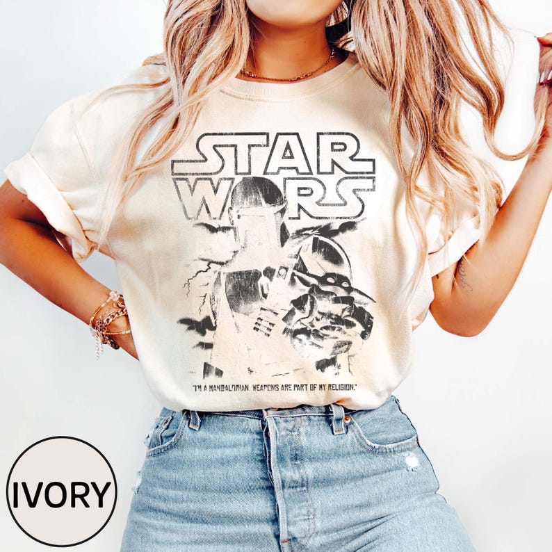 Camiseta vintage de Mandalorian, camiseta de Din Djarin Grogu de Star Wars, camiseta "This Is The Way", camiseta de Pedro Pascal de Star Wars, camiseta de Mandalorian de Disneyland imagen 2