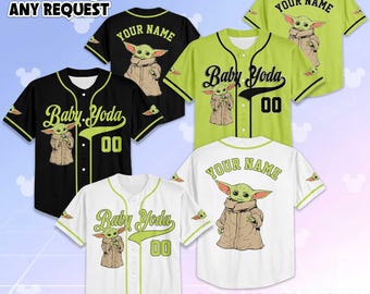 Personalized Baby Yoda Baseball Jersey, Custom Star Wars Team Jersey, Baseball Team Outfit, Matching Family Tee