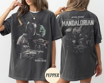 Vintage Star Wars Mandalorian Comfort Colors Shirt, Retro Grogu Bounty Hunter Tee, Vintage 90s Streetwear Graphic, Star Wars Fan Gift Shirt