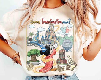 Comfort colors Mickey Sorcerer Some Imagination Huh Shirt. Walt Disney World Fantasia Mickey Mouse Tee, Disneyland Family Matching 2026 Trip