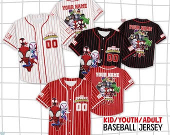 Custom Spidey and Friends Baseball Jersey, Personalized Superhero Shirt