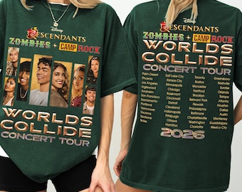 Retro Descendants Zombies Camp Rock Shirt, Worlds Collide Tour Tee, Disney Inspired Concert Shirt, Music Festival 2026 Tee, Fan Gift
