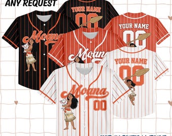 Custom Disney Princess Moana Simple, Custom Name Disney Game Day Kid Adult Jersey, Disney Princess Matching Outfit Gift For Baseball Fan