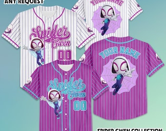 Personalized Spider Gwen Baseball Jersey, Custom Spidey And His Amazing Friends Gwen Stacy Jersey, Disney Baseball Team Outfit