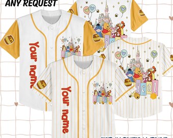 Custom Winnie the Pooh Baseball Jersey, Disney Winnie the Pooh Jersey Shirt, Disney Baseball Jersey Sports Gifts For Fans