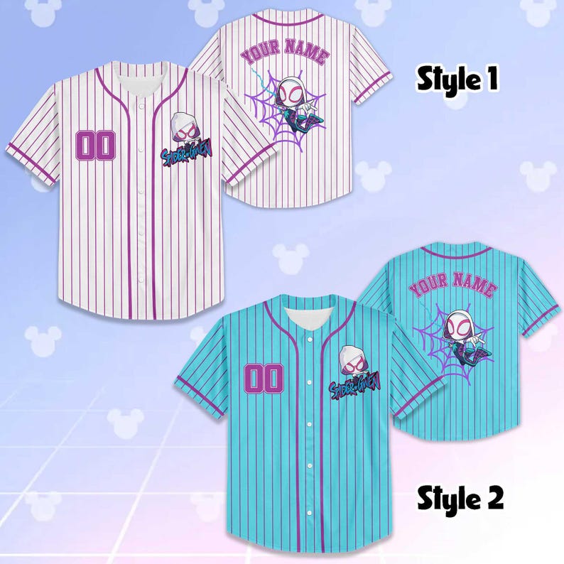 Camiseta de béisbol personalizada de Spider-Gwen, camiseta de Gwen Stacy de Spidey y sus increíbles amigos, atuendo del equipo de béisbol de Disney, regalo de cumpleaños imagen 2