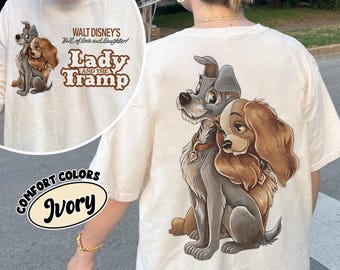 Retro Two Sided Disney Lady And Tramp T Shirt, Vintage Lady And Tramp T-shirt, Disney Dogs Tee, Magic Kingdom Shirt, Disney Family Trip Cute