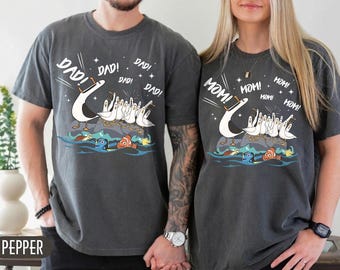 Retro Disney Finding Nemo Seagulls Mom Dad Couple Shirt, Just Keep Swimming Tee, Disney Family Vacation Tee, Mother's Day Father's Day Gift