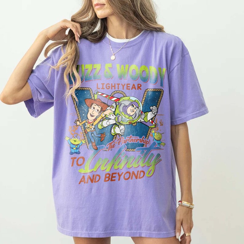 Vintage Buzz And Woody Lightyear Shirt, To Infinity And Beyond Shirt, Toy Story Shirt, Disney Pixar Tee, Disneyland Family Trip Tee image 5