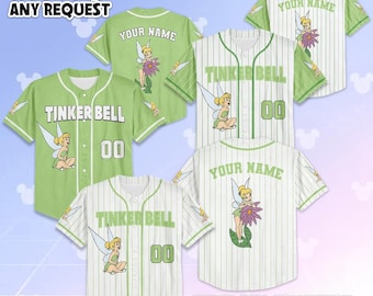 Custom Tinker Bell Baseball Jersey, Personalized Disney Tinker Bell Jersey Shirt, Matching Disney Trip Outfit, Birthday Gift