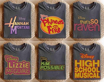 Camiseta de color cómodo con el logotipo de la película de Disney Channel, camiseta familiar a juego de Disneyland, camiseta de Phineas y Ferb de High School Musical, viaje familiar a WDW