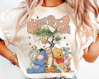 Retro Winnie the Pooh Comfort Colors Shirt, Pooh & Friends Tee, Tigger Piglet Eeyore Shirt, Disney Family Trip Tee, Disneyland Vacation Gift