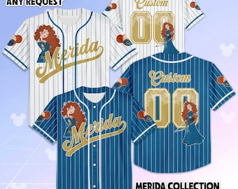 Camiseta de béisbol personalizada de la Princesa Mérida, camiseta de béisbol personalizada de la Princesa Mérida de Disney, regalo para fans de Brave, atuendo a juego para viajes a Disney