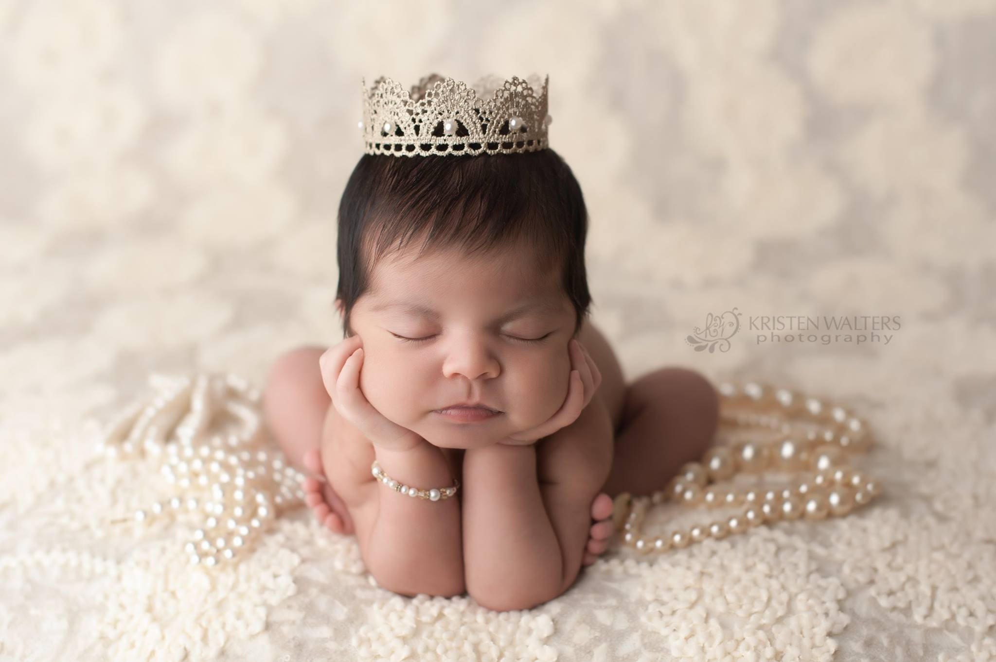 Newborn Crown, Sweetest Little Gold or Pink and Pearls Lace Crown, Ne…