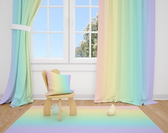 Pastel Rainbow Nursery Curtains, Kids Room Decor
