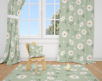 Daisy Nursery Curtains, Kids Room Decor