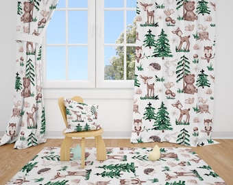 Baby Woodland Animals Nursery Curtains, Kids Room Decor