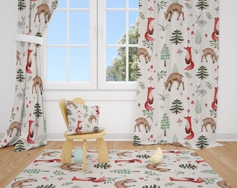 Forest Animals Nursery Curtains, Kids Room Decor