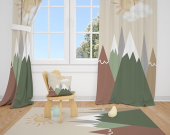 Boho Mountains Nursery Curtains Baby Boy Curtains