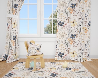 Watercolor Boho Florals Nursery Curtains Baby Girl Curtains