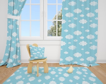 Cloud Nursery Curtains, Kids Room Decor