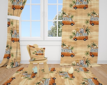 Safari Animals Nursery Curtains Baby Boy Room Curtains