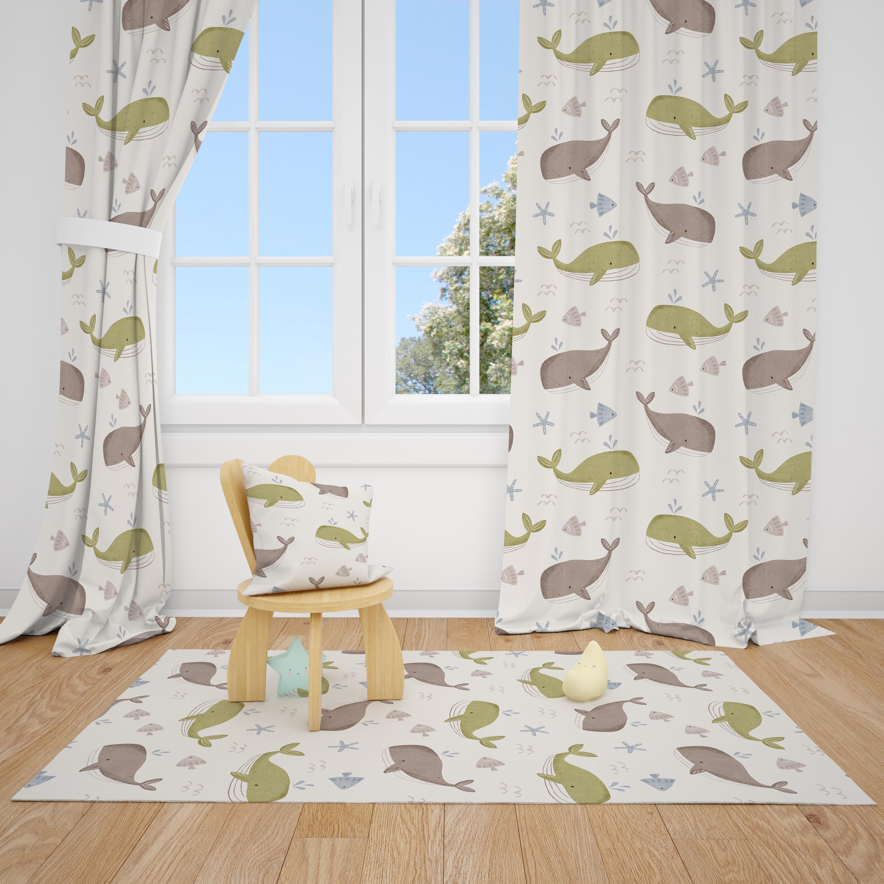 ボヘミアン風クジラ柄子供部屋カーテン、子供部屋の装飾 - Etsy 日本