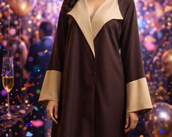 Women’s Elegant Abaya Dress – Luxury Two-Tone Modest Kaftan | FitForj Designer Abaya