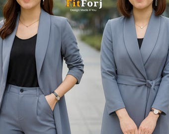 Professional Women’s Long Coat Suit – All Colors Available