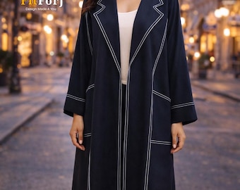 Women’s Elegant Abaya Dress – Luxury Two-Tone Modest Kaftan | FitForj Designer Abaya