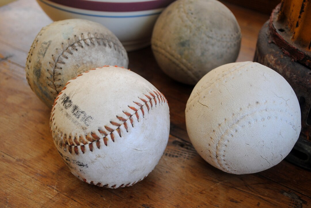 Four Vintage Softballs Etsy
