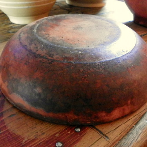 RED WARE 1800's bowl, 8 1/8