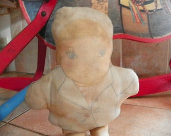 rag doll from printed material old cloth from40's or 50's