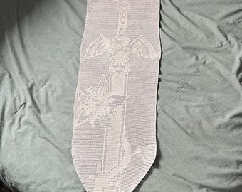 chart pattern for sword & flower filet crochet tapestry