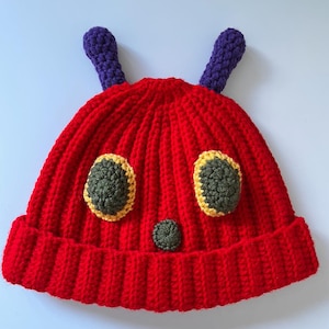 Patrón de gorro de ganchillo de la oruga muy hambrienta, para adolescentes/adultos, incluye dos opciones de diseño.