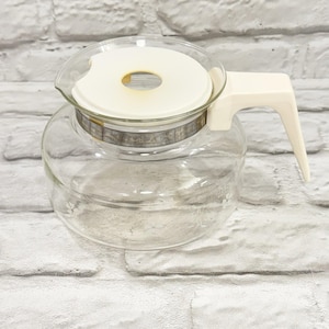 Vtg Mr. Coffee Glass Replacement Pot Carafe 8-10 Cup Daisy White Handle