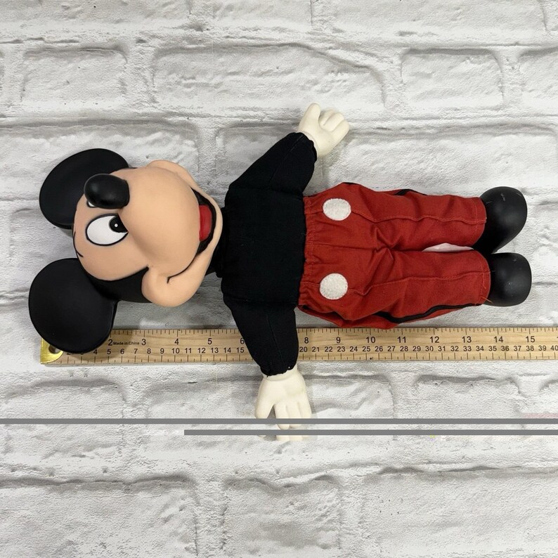 Vintage Disney World MICKEY MOUSE 14" Plush Doll With Vinyl Head 90s Collectible image 10