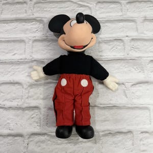 Vintage Disney World MICKEY MOUSE 14" Plush Doll With Vinyl Head 90s Collectible image 3
