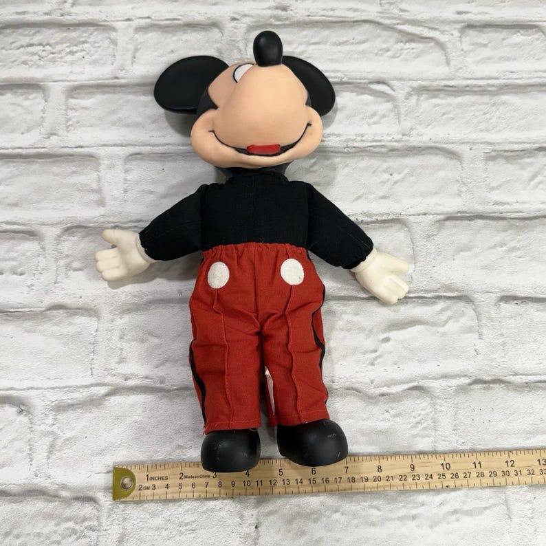 Vintage Disney World MICKEY MOUSE 14" Plush Doll With Vinyl Head 90s Collectible image 11