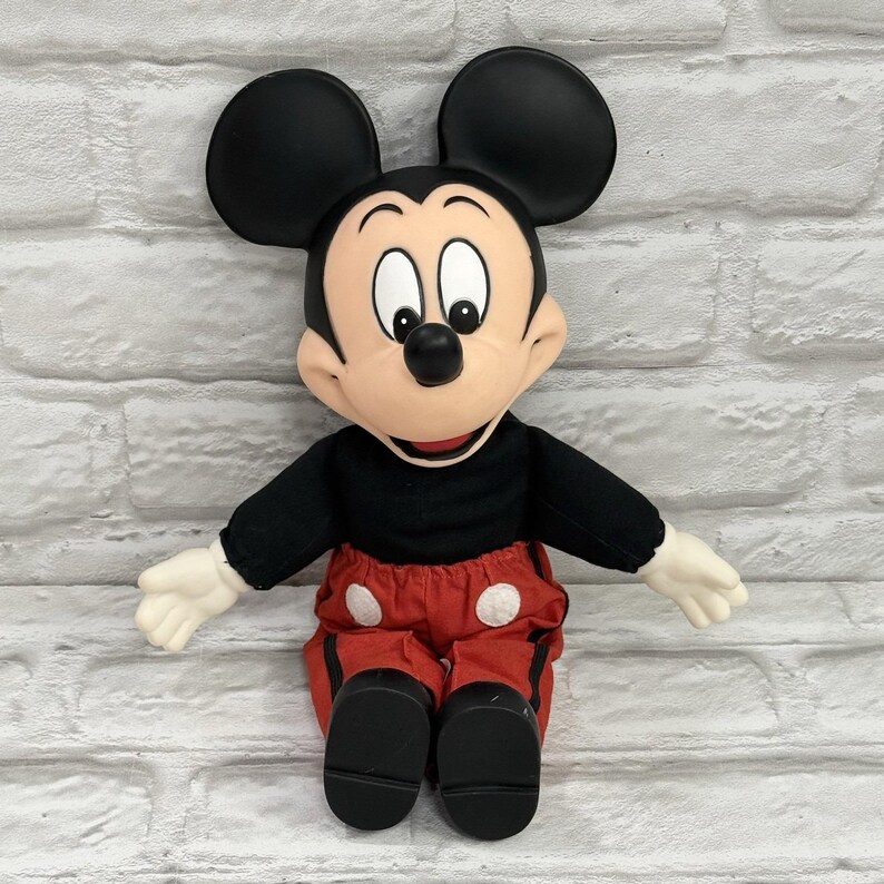 Vintage Disney World MICKEY MOUSE 14" Plush Doll With Vinyl Head 90s Collectible image 14