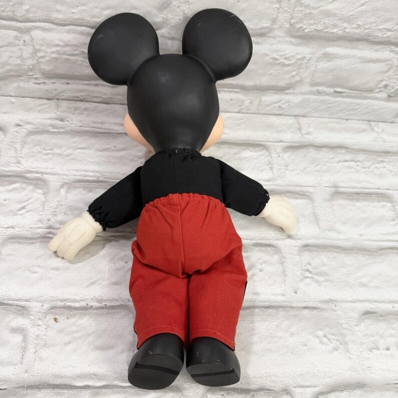 Vintage Disney World MICKEY MOUSE 14" Plush Doll With Vinyl Head 90s Collectible image 4