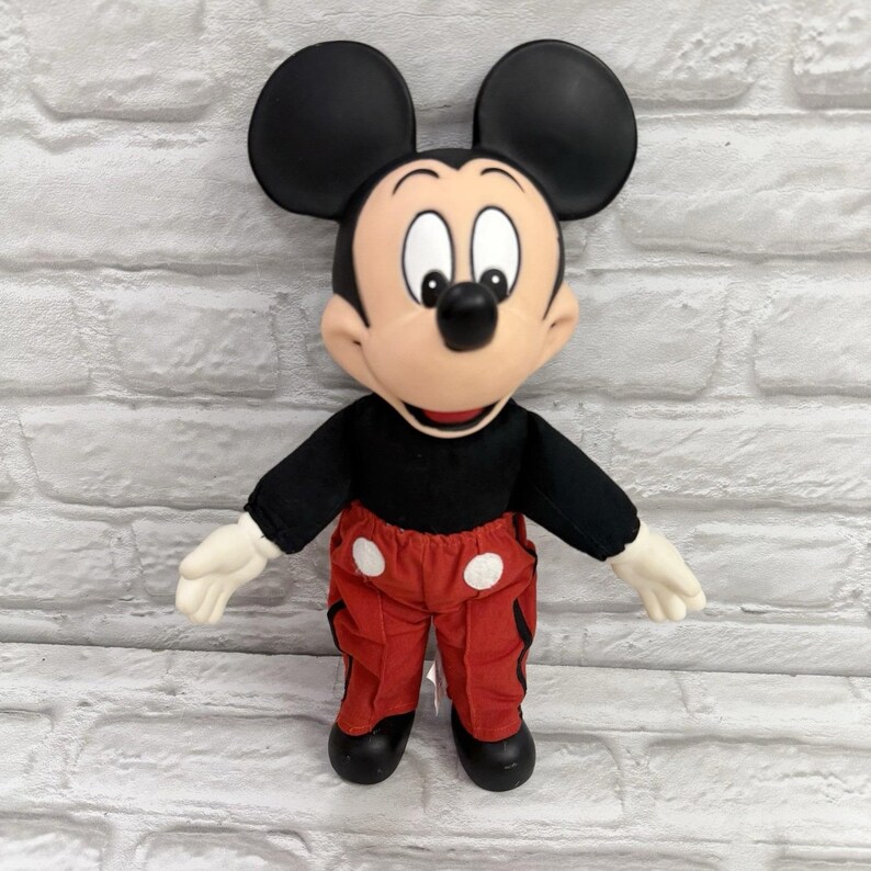 Vintage Disney World MICKEY MOUSE 14" Plush Doll With Vinyl Head 90s Collectible image 2