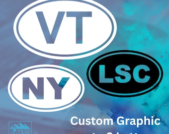 Custom Oval Vinyl Decal | 2–3 Letter Monogram Sticker | Personalized Car Sticker | Vermont Style Oval | State Inspired Initials Decal
