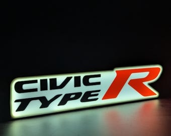 Painel luminoso de LED com o logotipo do Honda Civic Type R